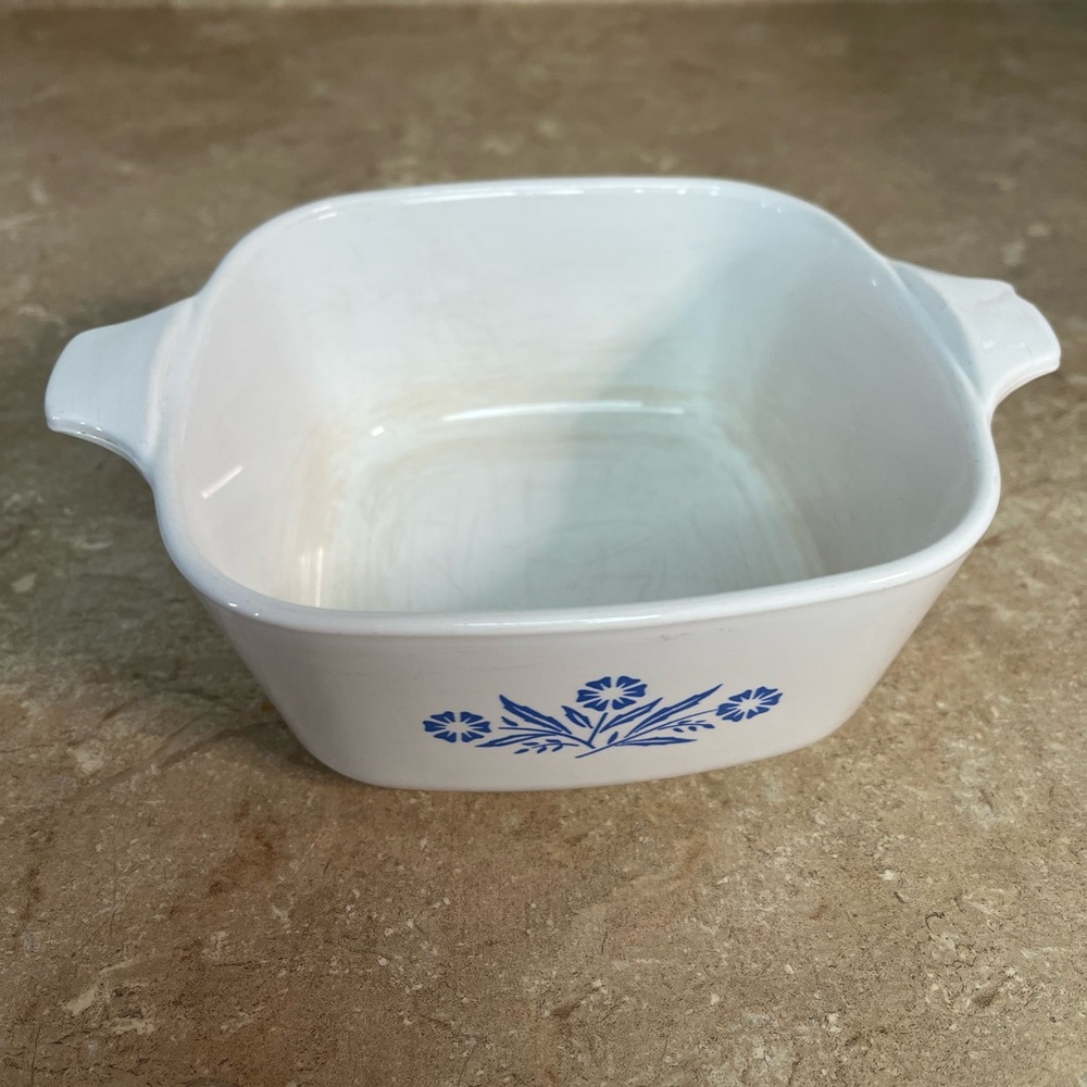 Corningware White Ceramic Dish with Blue Cornflower